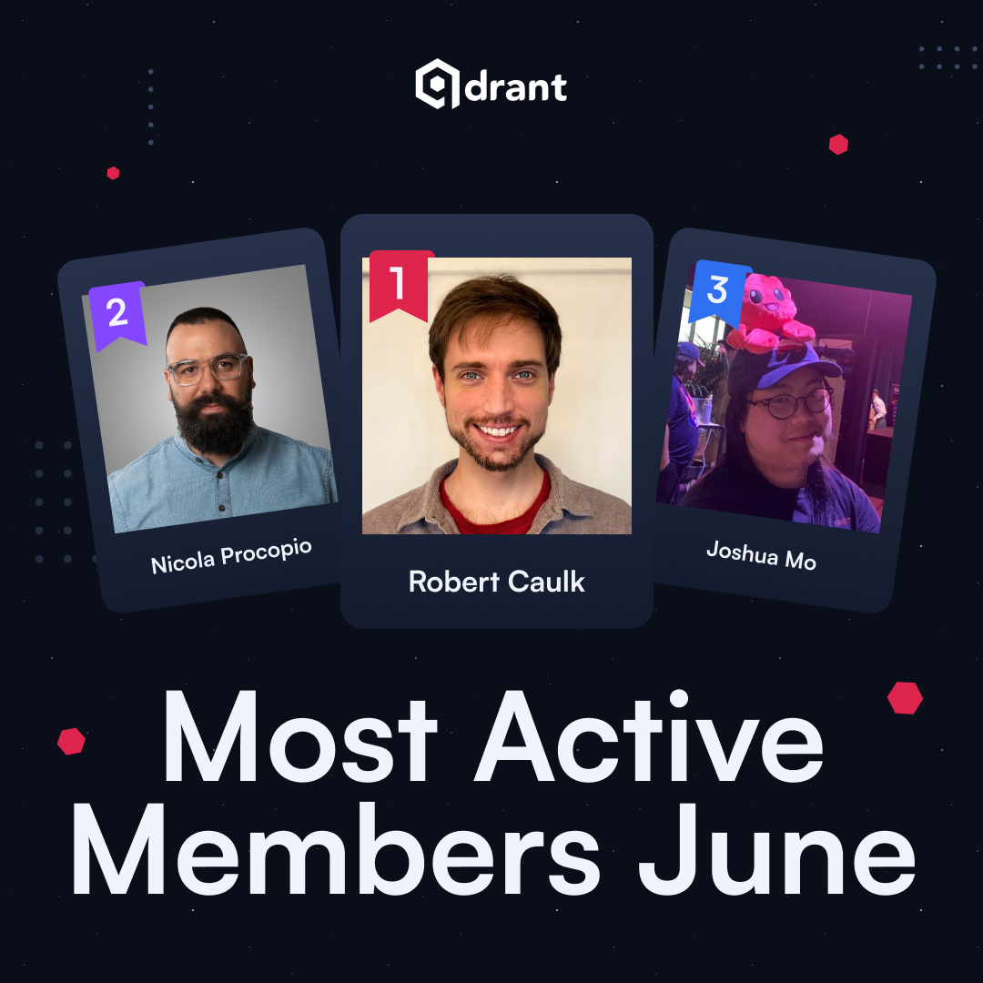 Picture of the 3 most active members of our vector search community